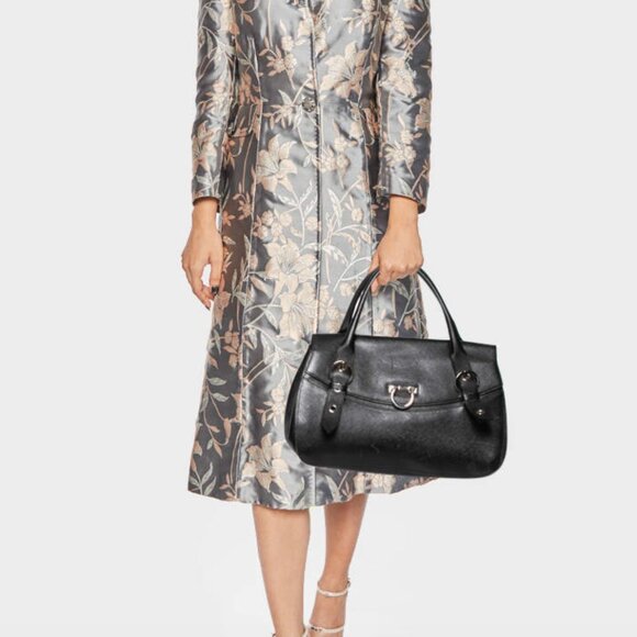 Salvatore Ferragamo Black Leather Gancio Flap Satchel Bag - Picture 2 of 16